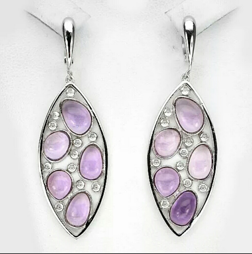 Natural Amethyst Gemstone Earrings in 92.5